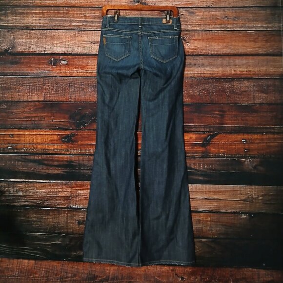 Paige Jeans Size 26 Robertson Low Rise Relaxed Wide Leg Flare Dark Wash USA Made - Picture 3 of 9